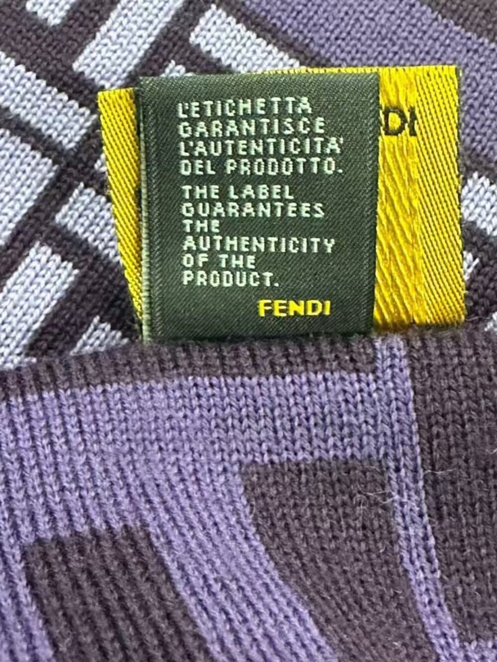 Fendi Scarf Zucca Pattern FF Logo Wool Purple - Picture 9 of 9